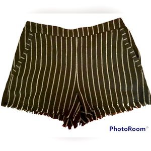 Women’s Short Shorts Size M Black with White Stripes 2 1/2” inseam Frayed hem